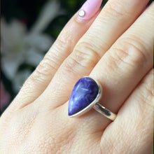 Load image into Gallery viewer, Adjustable Charoite 925 Sterling Silver Ring
