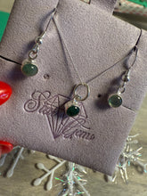 Load image into Gallery viewer, Emerald Sterling Silver Earring &amp; Necklace Set
