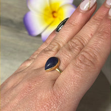 Load image into Gallery viewer, Sodalite Sterling Gold Plated Ring - Size S 1/2
