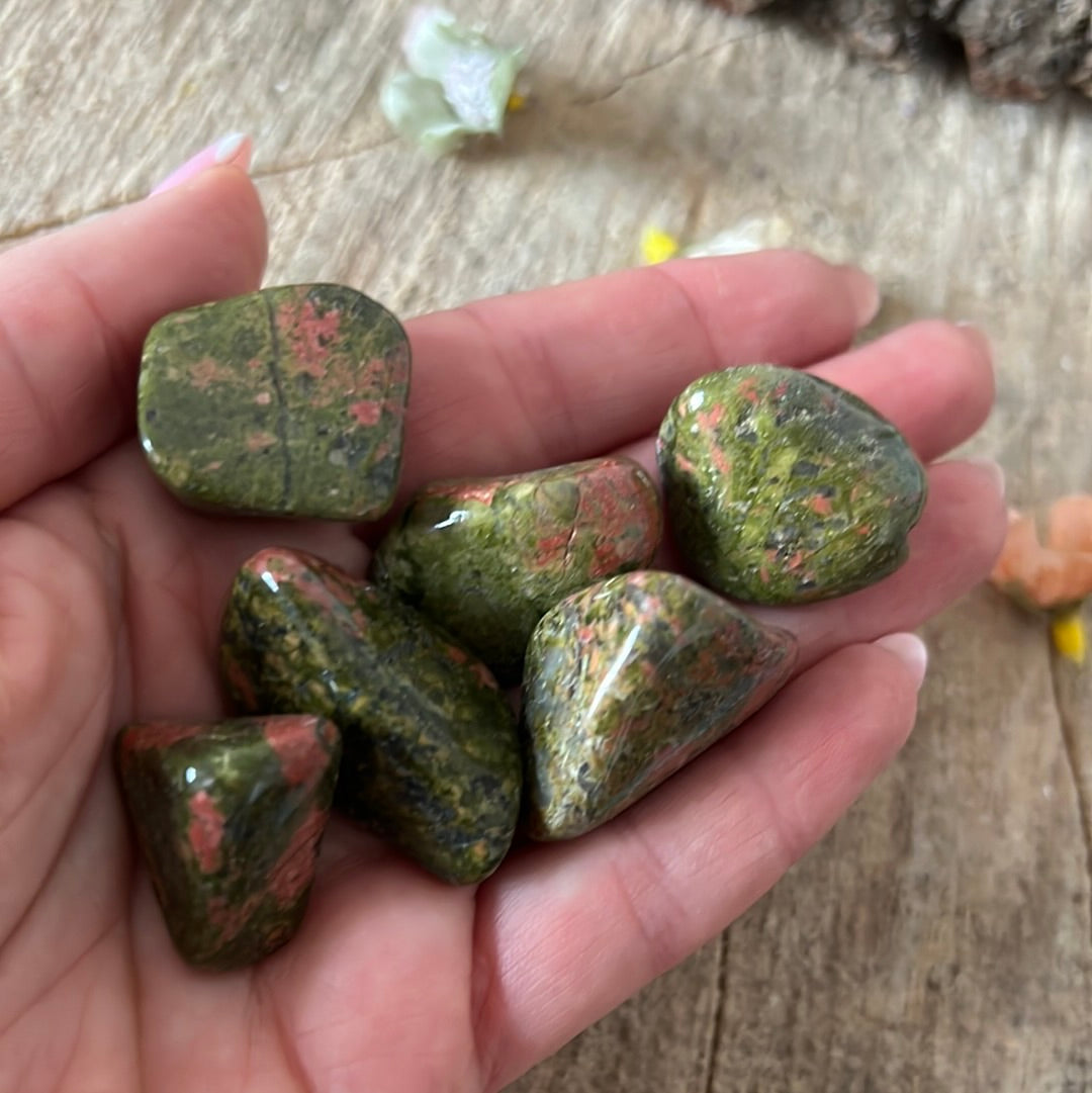 Unakite polished tumble tumblestone