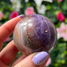 Load image into Gallery viewer, Amethyst &amp; Agate - banded mexican agate Sphere
