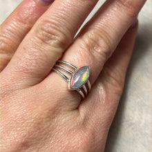 Load image into Gallery viewer, Ethiopian Opal 3 Bar 925 Sterling Silver Ring - Size Q
