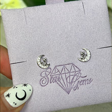 Load image into Gallery viewer, Cat in Moon Sterling Silver Studs
