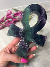 Load image into Gallery viewer, XL Fluorite Ankh Carving
