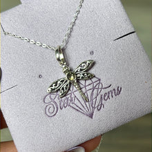 Load image into Gallery viewer, Citrine Facet Dragonfly Sterling Pendant
