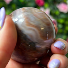 Load image into Gallery viewer, Amethyst &amp; Agate - banded mexican agate Sphere
