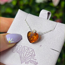 Load image into Gallery viewer, Amber Heart Sterling Pendant
