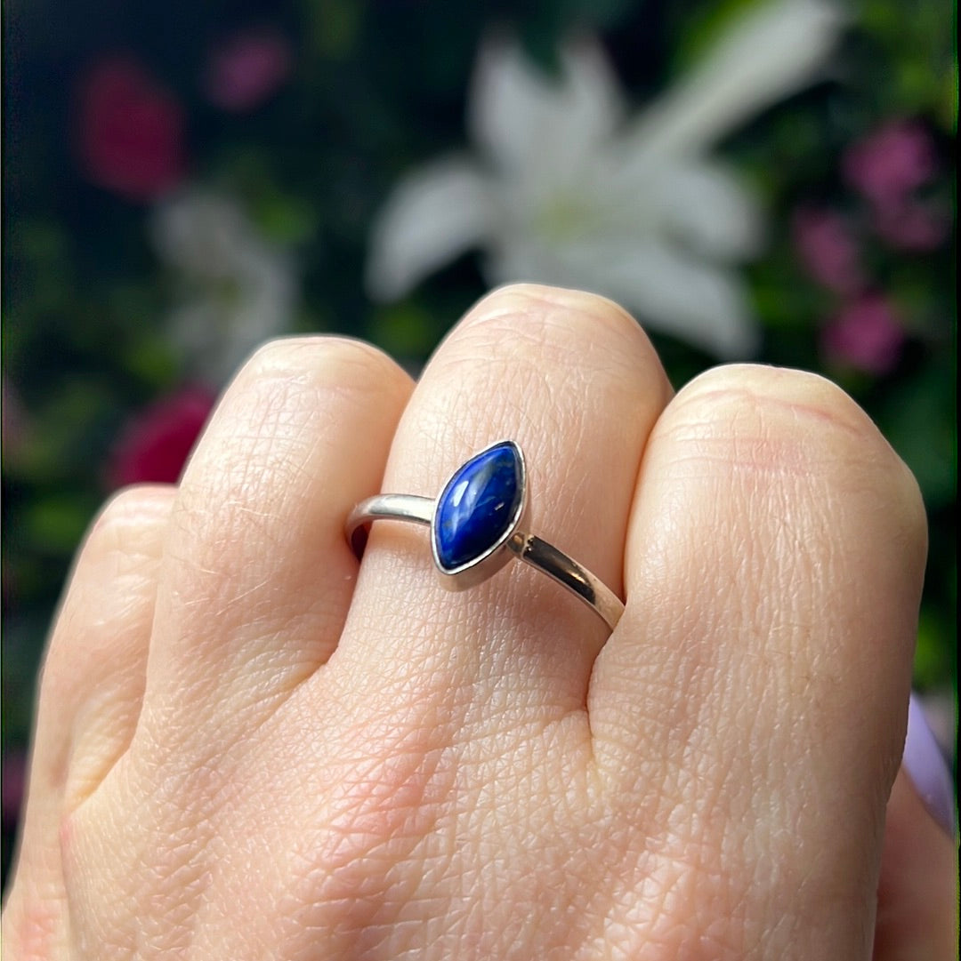 Lapis 925 Sterling Silver Ring -  Size Z