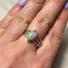 Load image into Gallery viewer, Ethiopian Opal 3 Bar 925 Sterling Silver Ring - Size Q
