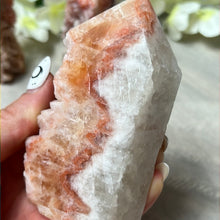 Load image into Gallery viewer, Druzy Sunstone Orchid and Orange Calcite Tower Points
