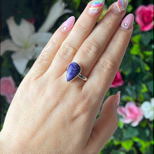 Load image into Gallery viewer, Adjustable Charoite 925 Sterling Silver Ring
