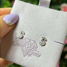 Load image into Gallery viewer, Inital Letter Zircona 925 Sterling Studs Earrings
