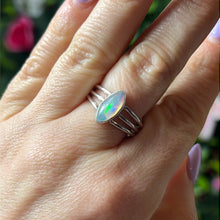 Load image into Gallery viewer, Ethiopian Opal 3 Bar 925 Sterling Silver Ring - Size Q
