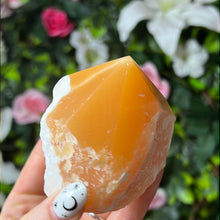 Load image into Gallery viewer, Orange Calcite Half &amp; Half Polished Raw Tower Point
