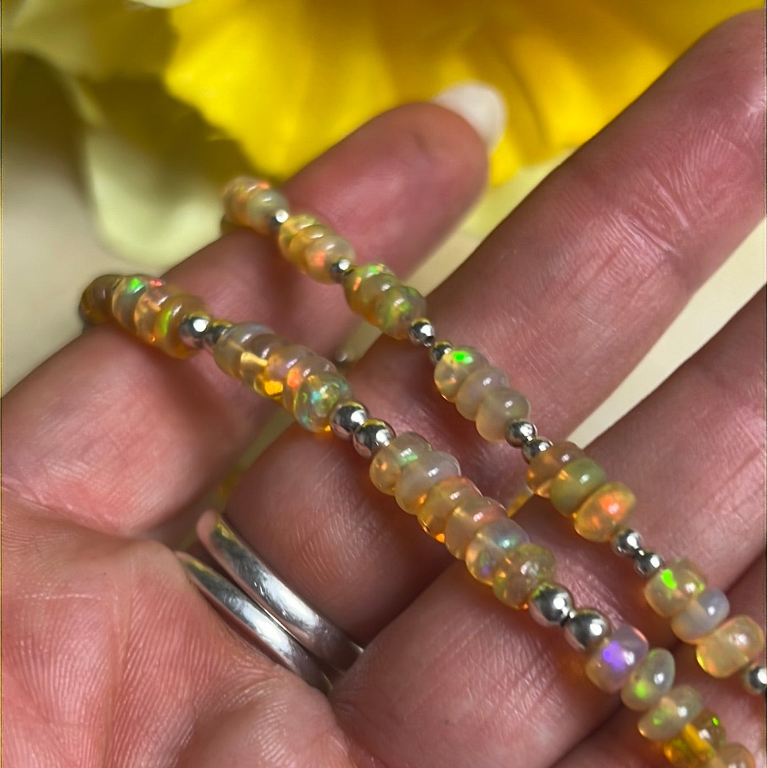 Ethiopian Opal Bead Bracelet - elastic