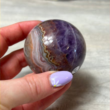 Load image into Gallery viewer, Amethyst &amp; Agate - banded mexican agate Sphere
