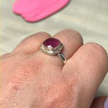 Load image into Gallery viewer, Natural Ruby Facet 925 Silver Ring - Size Q
