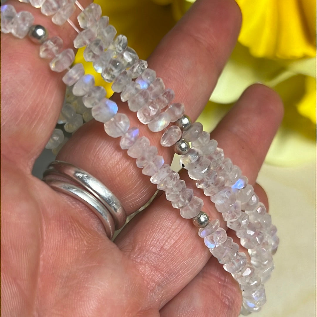 AA Moonstone Donut Bead Stretch Bracelet