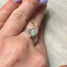 Load image into Gallery viewer, Ethiopian Opal 3 Bar 925 Sterling Silver Ring - Size Q
