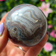 Load image into Gallery viewer, Amethyst &amp; Agate - banded mexican agate Sphere
