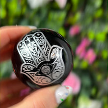 Load image into Gallery viewer, Black Obsidian Etched Sphere 50mm
