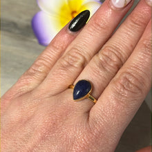 Load image into Gallery viewer, Sodalite Sterling Gold Plated Ring - Size S 1/2
