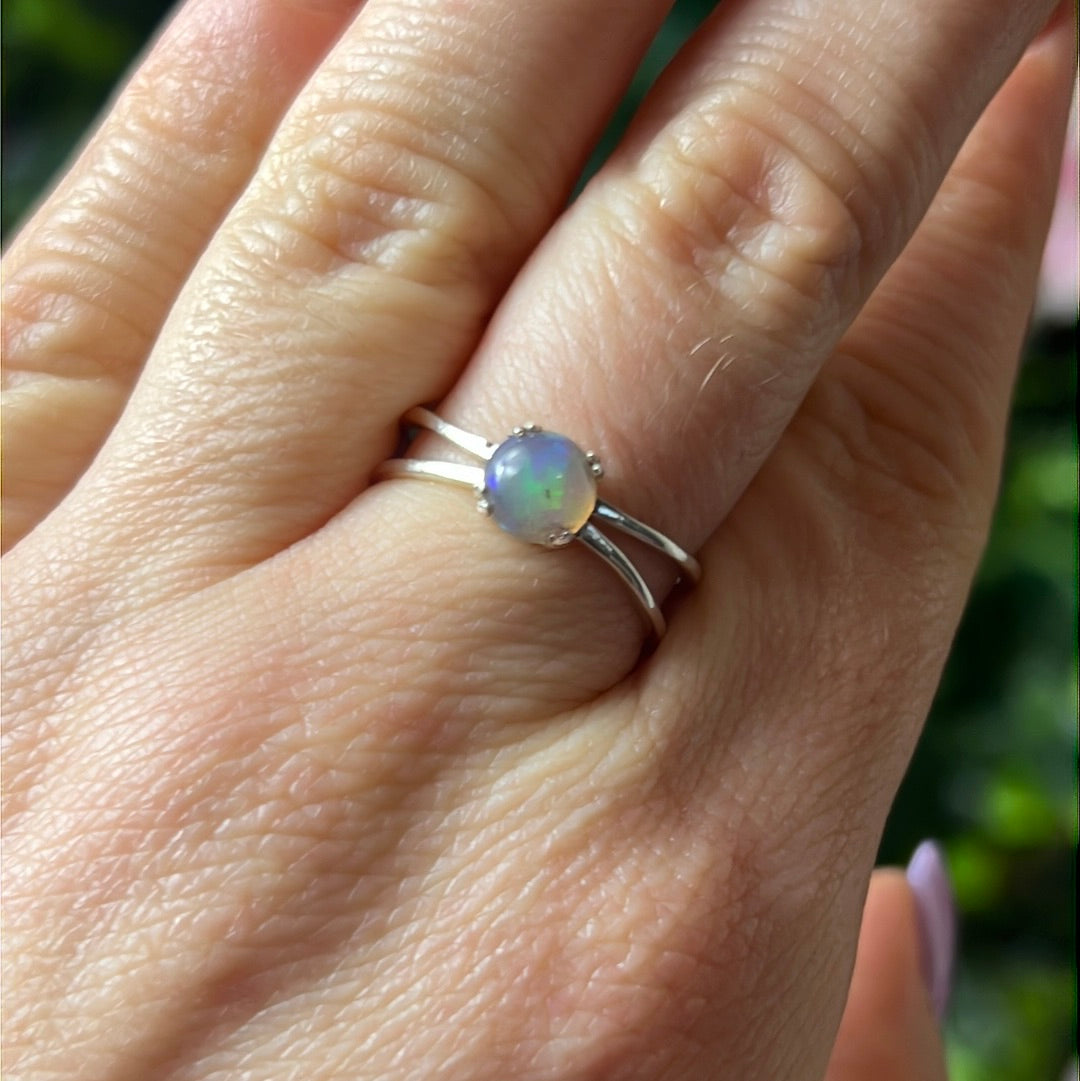 Ethiopian Opal 925 Sterling Silver Ring - Size P