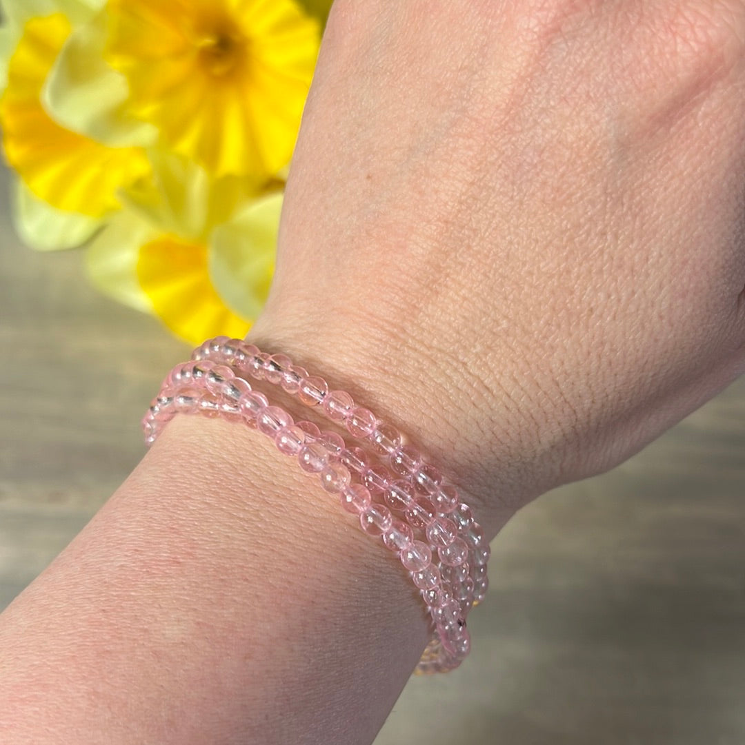 Pink Topaz Trio Wrap around Bead Bracelet / Necklace