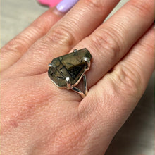 Load image into Gallery viewer, Prehnite &amp; Epidote Coffin 925 Sterling Silver Ring - Size Q 1/2
