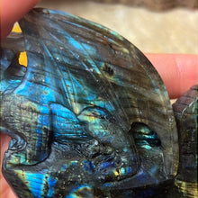 Load image into Gallery viewer, Labradorite Dragon detailed AA Grade lab carving
