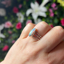 Load image into Gallery viewer, Ethiopian Opal 3 Bar 925 Sterling Silver Ring - Size L 1/2
