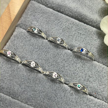 Load image into Gallery viewer, Evil Eye CZ - Mini Iddy Diddy - ( child / toe ) Adjustable 925 Sterling Silver Ring (Copy
