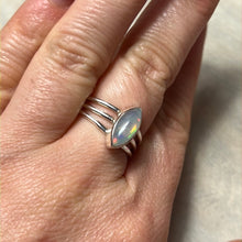 Load image into Gallery viewer, Ethiopian Opal 3 Bar 925 Sterling Silver Ring - Size Q
