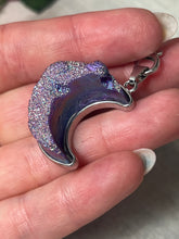 Load image into Gallery viewer, Purple Druzy Moon Keyring
