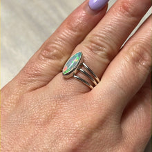 Load image into Gallery viewer, Ethiopian Opal 3 Bar 925 Sterling Silver Ring - Size L 1/2
