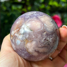 Load image into Gallery viewer, Pink Amethyst &amp; Purple Druzy Amethyst Sphere with flower agate
