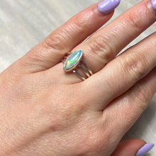 Load image into Gallery viewer, Ethiopian Opal 3 Bar 925 Sterling Silver Ring - Size L 1/2
