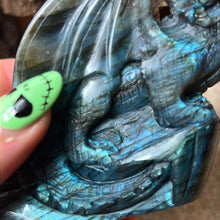 Load image into Gallery viewer, AA Dragon detailed labradorite lab carving

