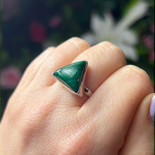 Load image into Gallery viewer, Malachite Triangle 925 Silver Ring -  Size N
