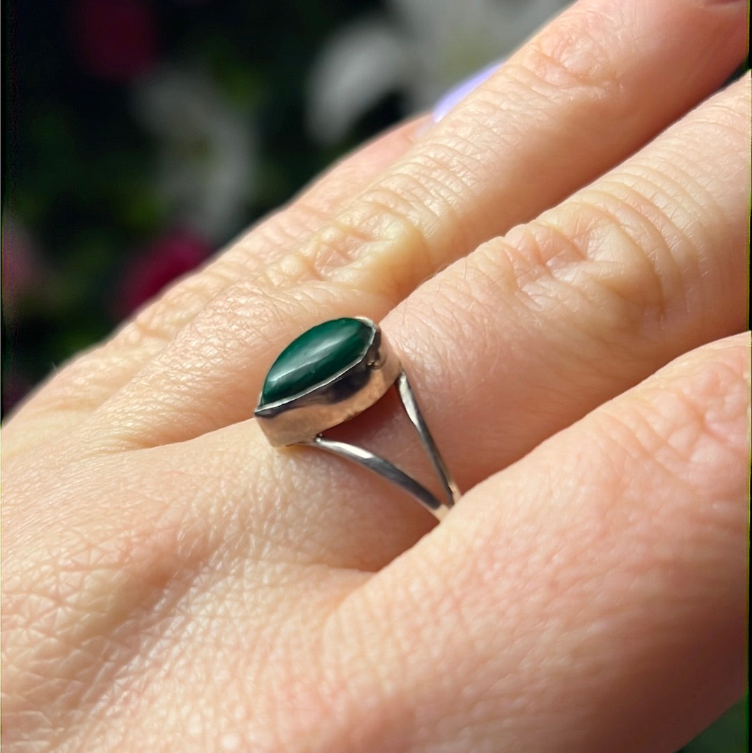 Malachite 925 Sterling Silver Ring -  Size Z + 1 1/2