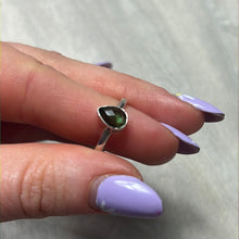 Load image into Gallery viewer, Green Tourmaline Facet 925 Silver Ring - Size L 1/2
