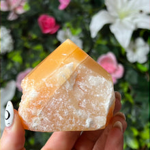 Load image into Gallery viewer, Orange Calcite Half &amp; Half Polished Raw Tower Point
