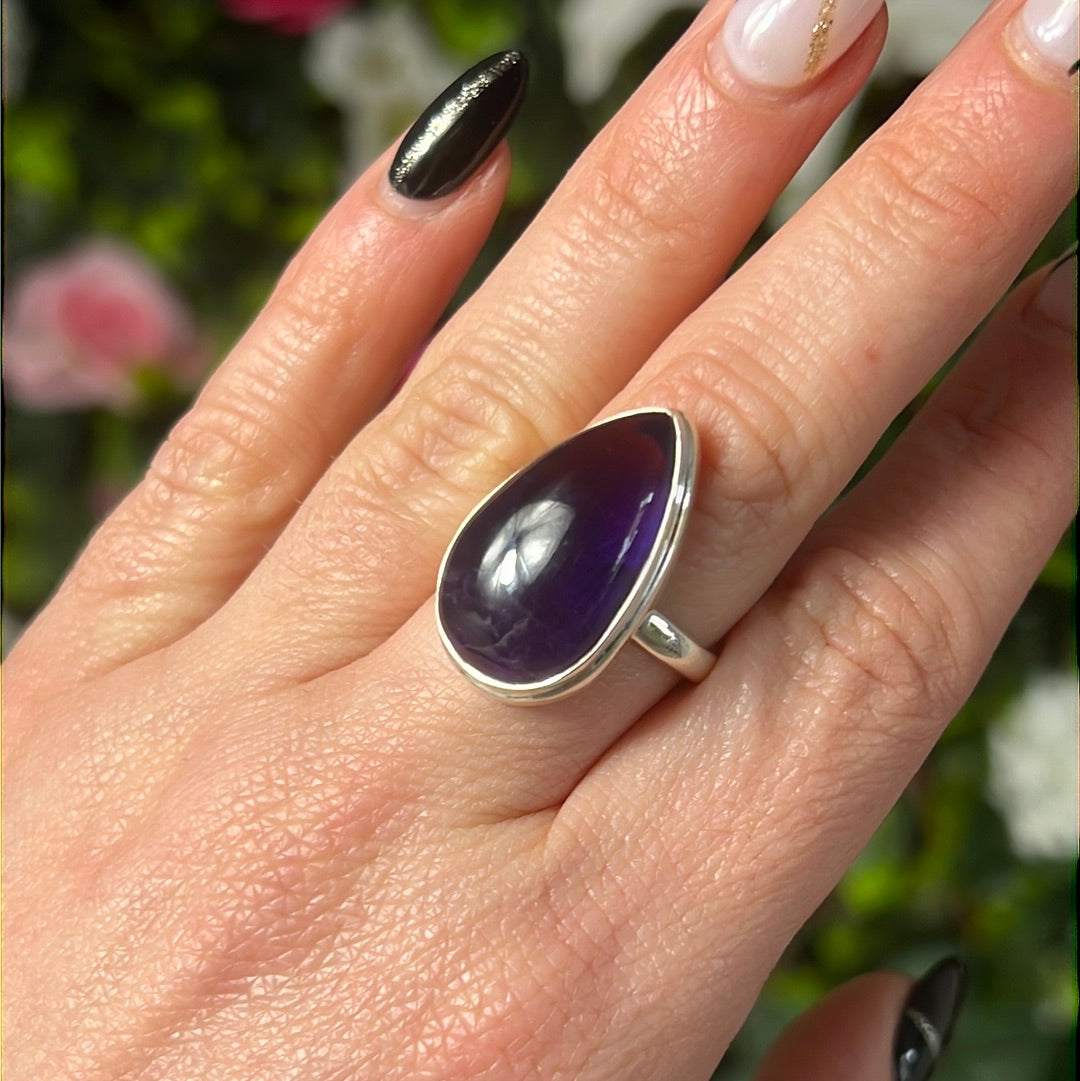 Amethyst 925 Silver Ring -  Size N 1/2