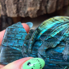 Load image into Gallery viewer, Labradorite Dragon detailed AA Grade lab carving
