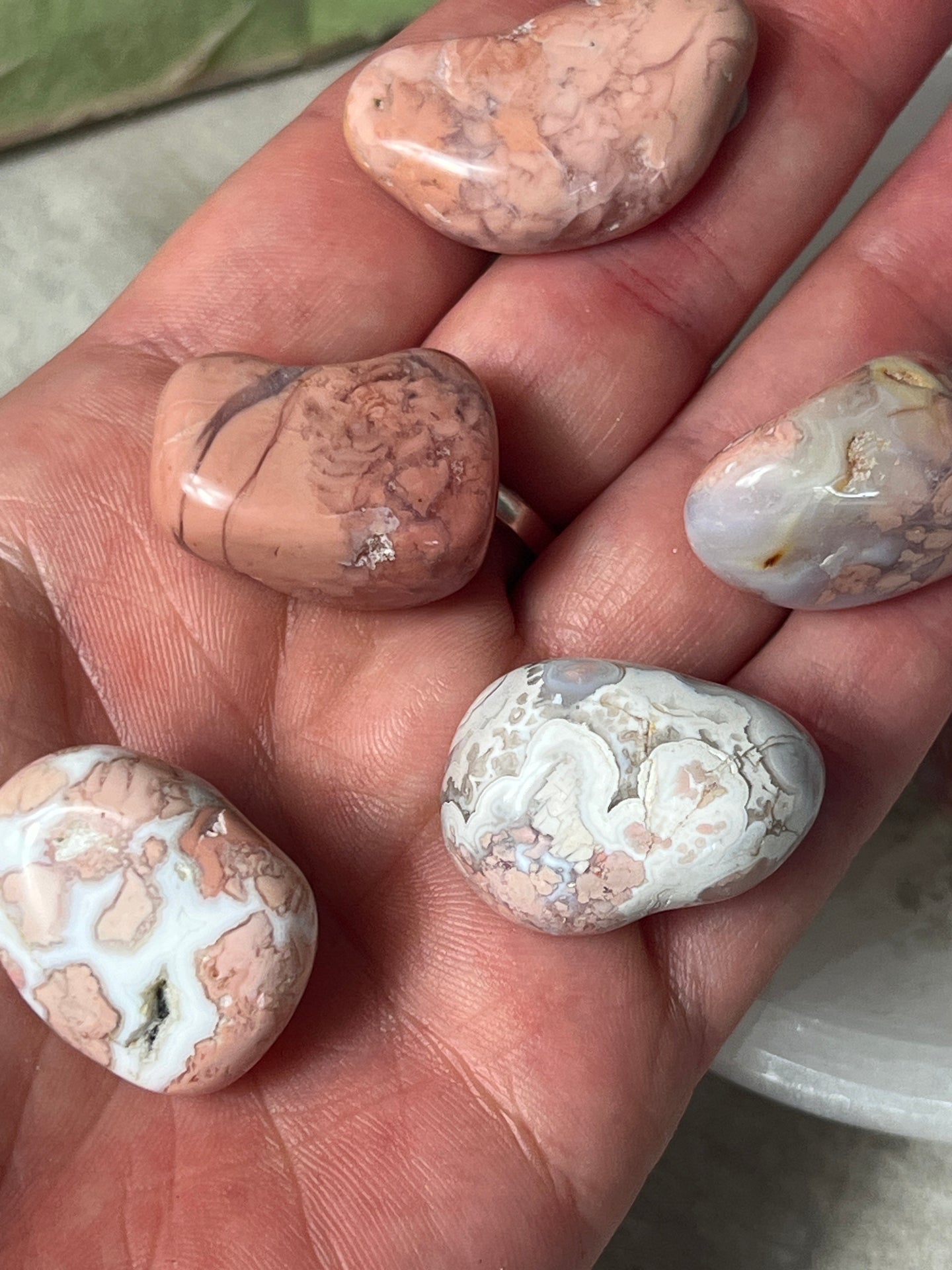 Pink Petal Druzy Agate Tumblestone Tumble