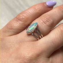 Load image into Gallery viewer, Ethiopian Opal 3 Bar 925 Sterling Silver Ring - Size L 1/2
