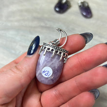 Load image into Gallery viewer, Moon Pendant - with Selenite  PLATED Silver
