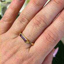 Load image into Gallery viewer, 18K Gold Amethyst Bar Ring
