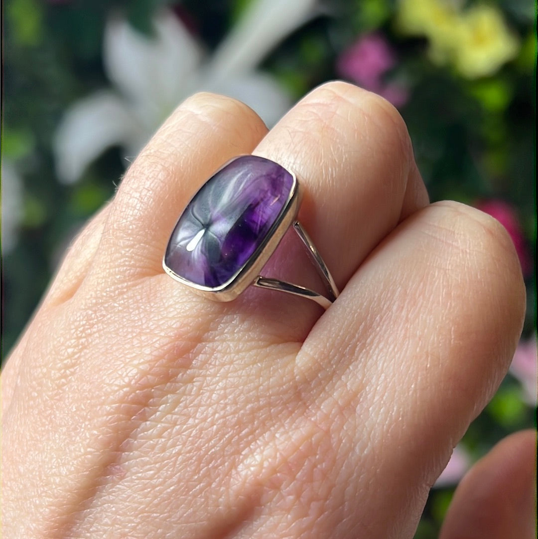 Amethyst 925 Sterling Silver Ring - Size R 1/2 - S