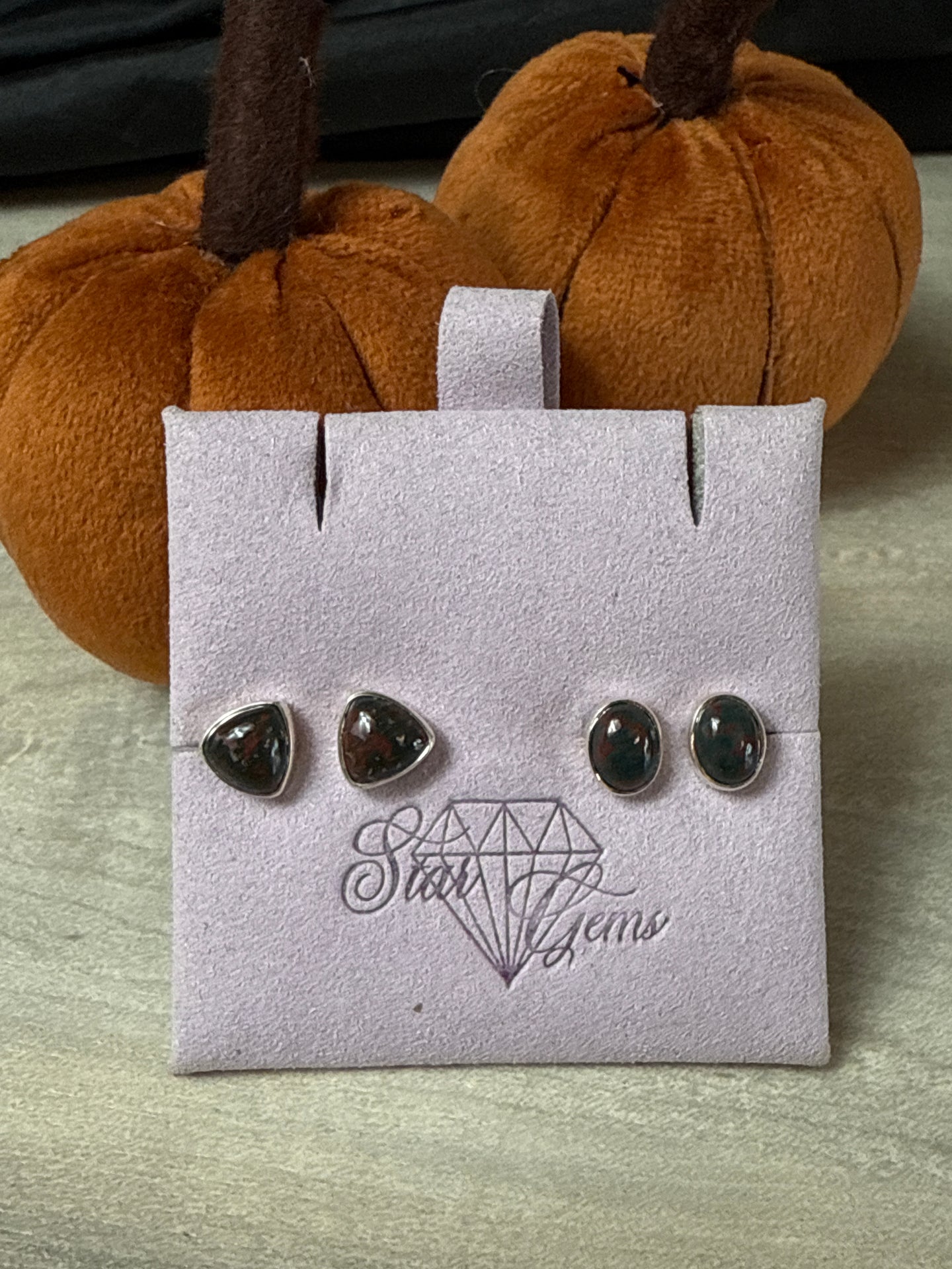 Bloodstone 925 Sterling Studs Earrings